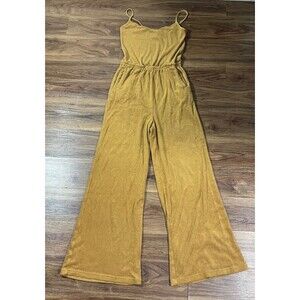 OFFLINE By Aerie Summer Lights Terry Jumpsuit Wide Leg Womens M Tan Cotton Blend